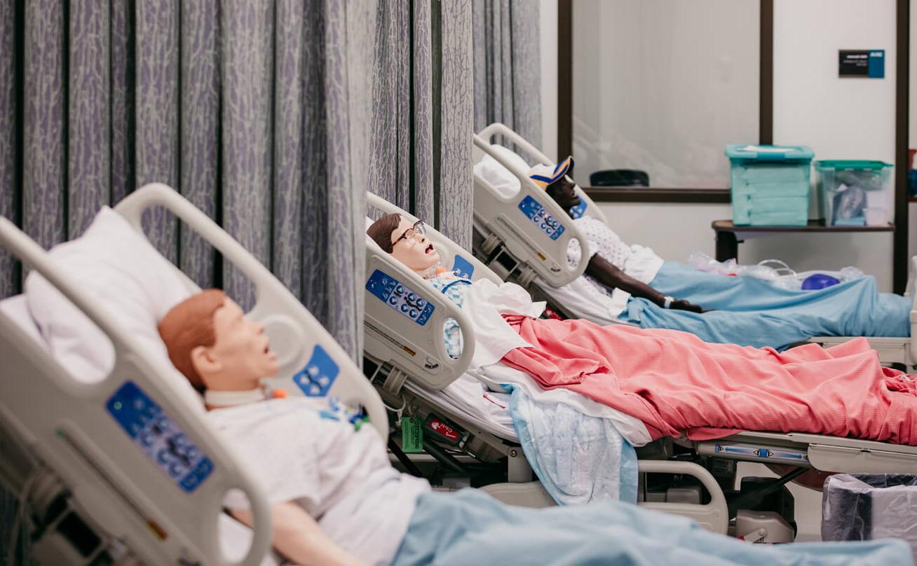 Classroom with patient manikins in beds
