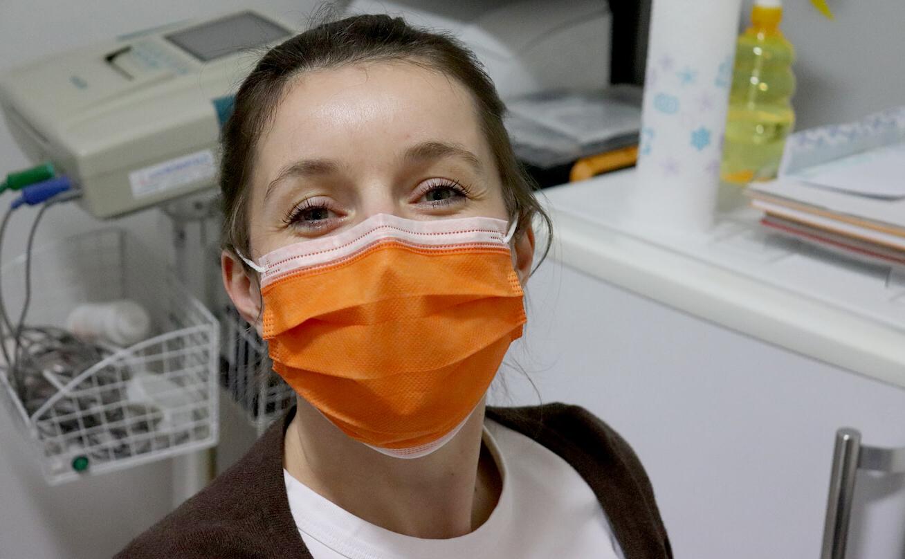 Female student with surgical mask